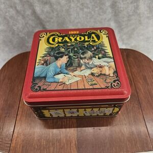 Crayola‎ Colorful Red Yellow Holiday Wishes 1992 Limited Edition Tin Empty